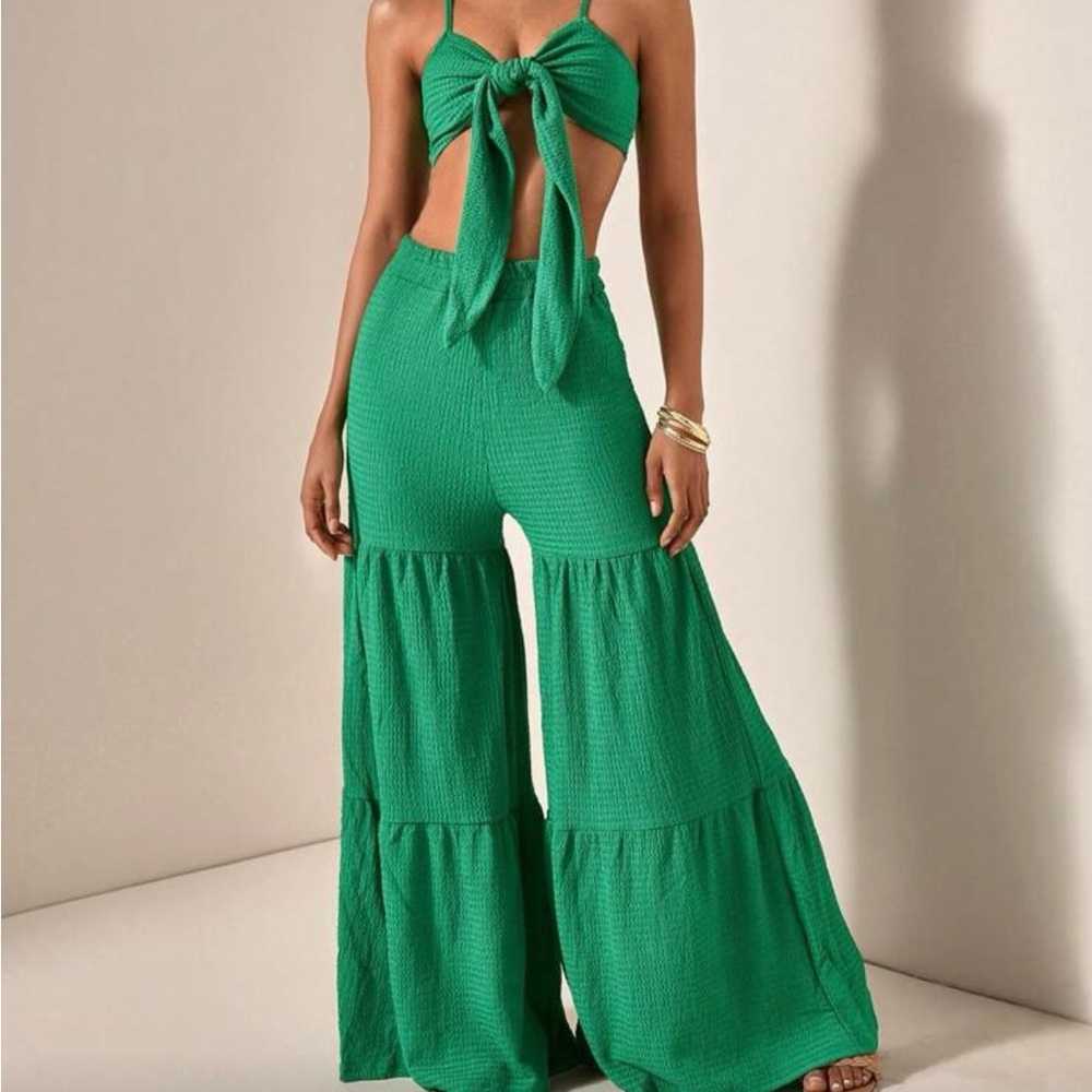 SHEIN Vibrant Green Cutout Jumpsuit